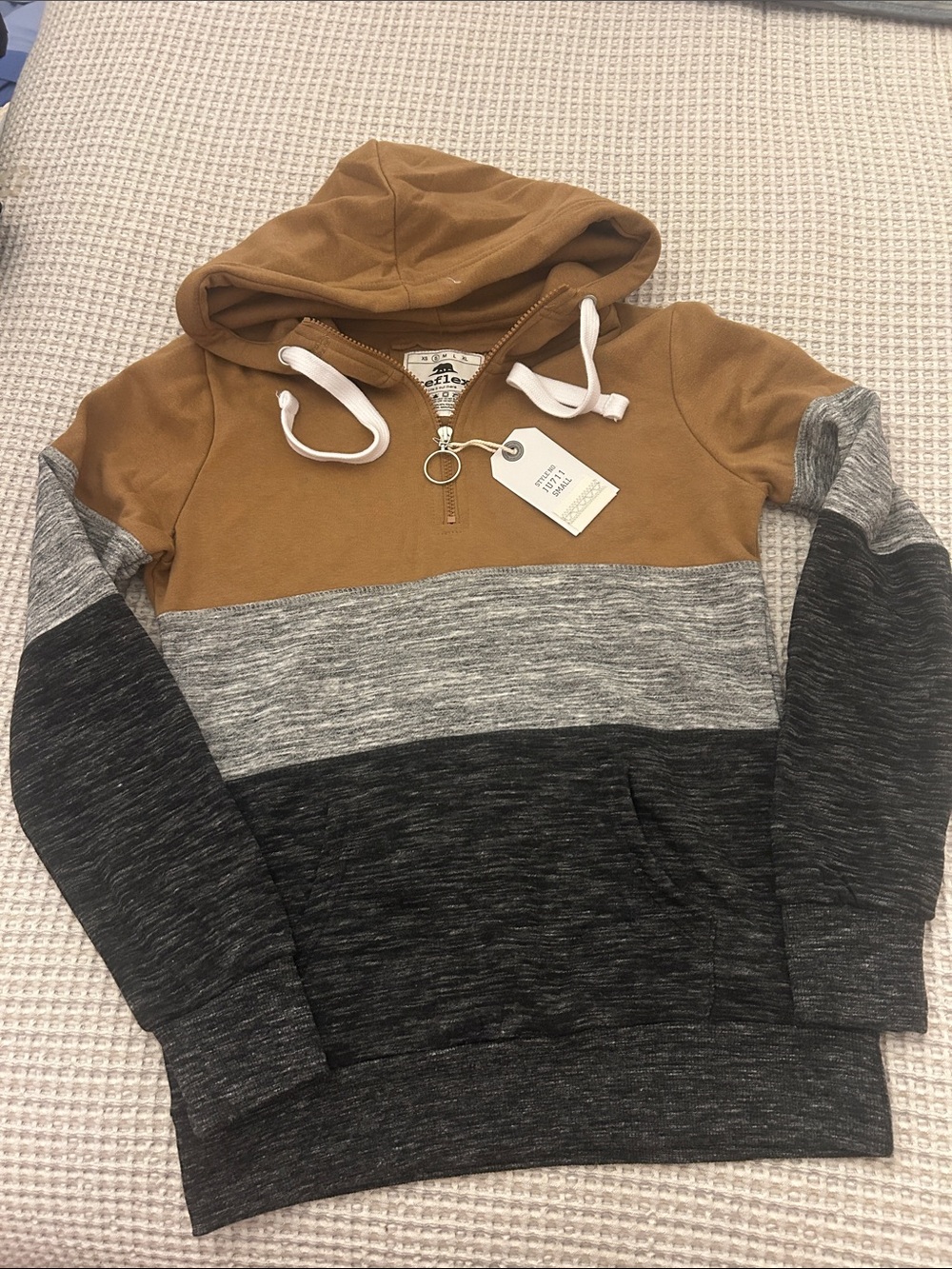 Reflex Men’s Colorblock Zip-Up Hoodie - Tan, Light Gray & Dark Gray